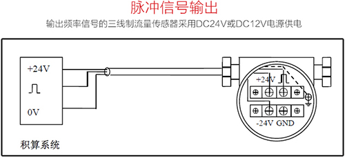 液體渦街流量計(jì)脈沖信號(hào)輸出接線圖