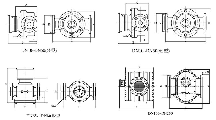 衛生型橢圓齒輪流量計外形圖