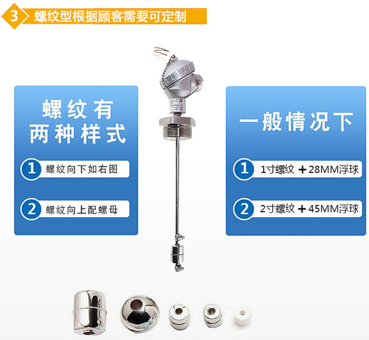 衛生型浮球液位計螺紋分類圖