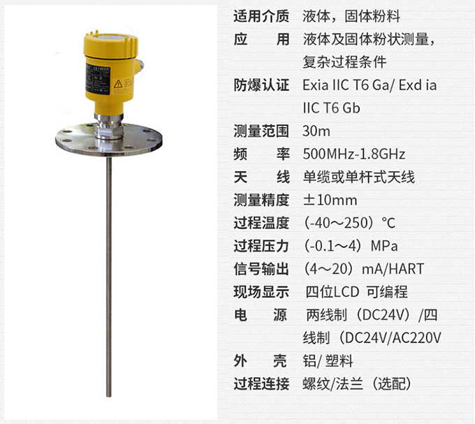 雷達液位變送器RD710技術參數表圖