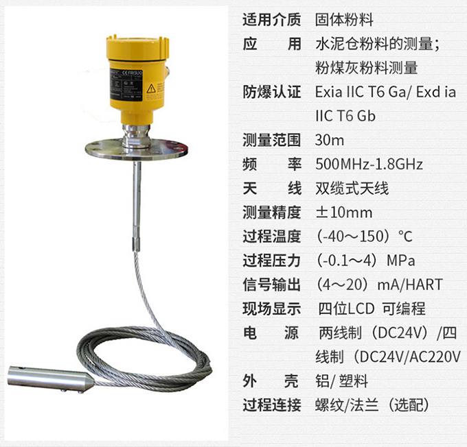 雷達液位變送器RD712技術參數表圖