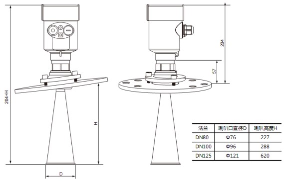 導波雷達液位計RD706外形尺寸圖