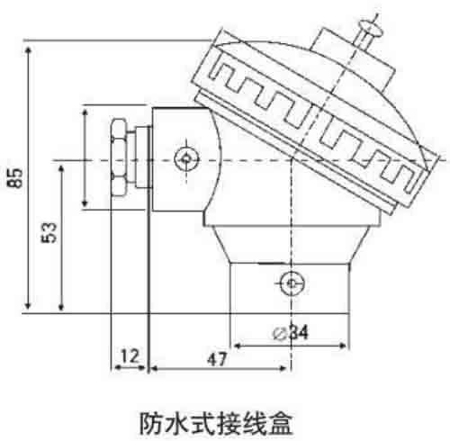 法蘭式熱電阻防水接線盒結(jié)構圖