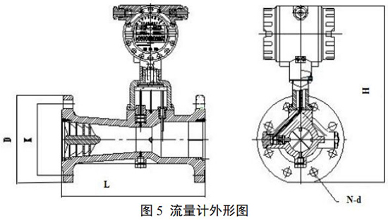 氧氣旋進旋渦流量計外形圖